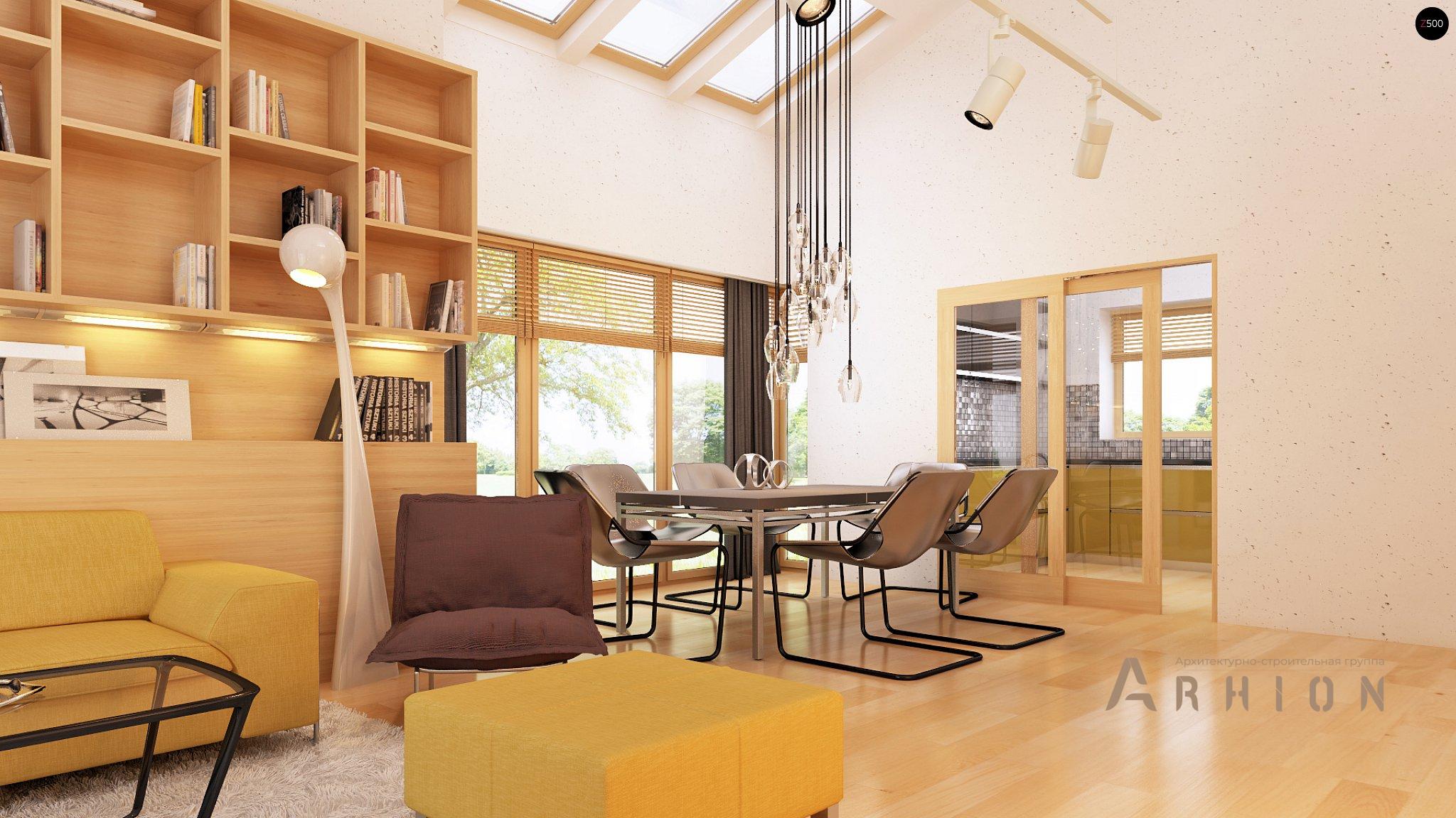 7. Проект одноэтажного дома в современном стиле с четырехскатной, Z200 k, площадью - 166 кв c терассой, гаражом, эркером